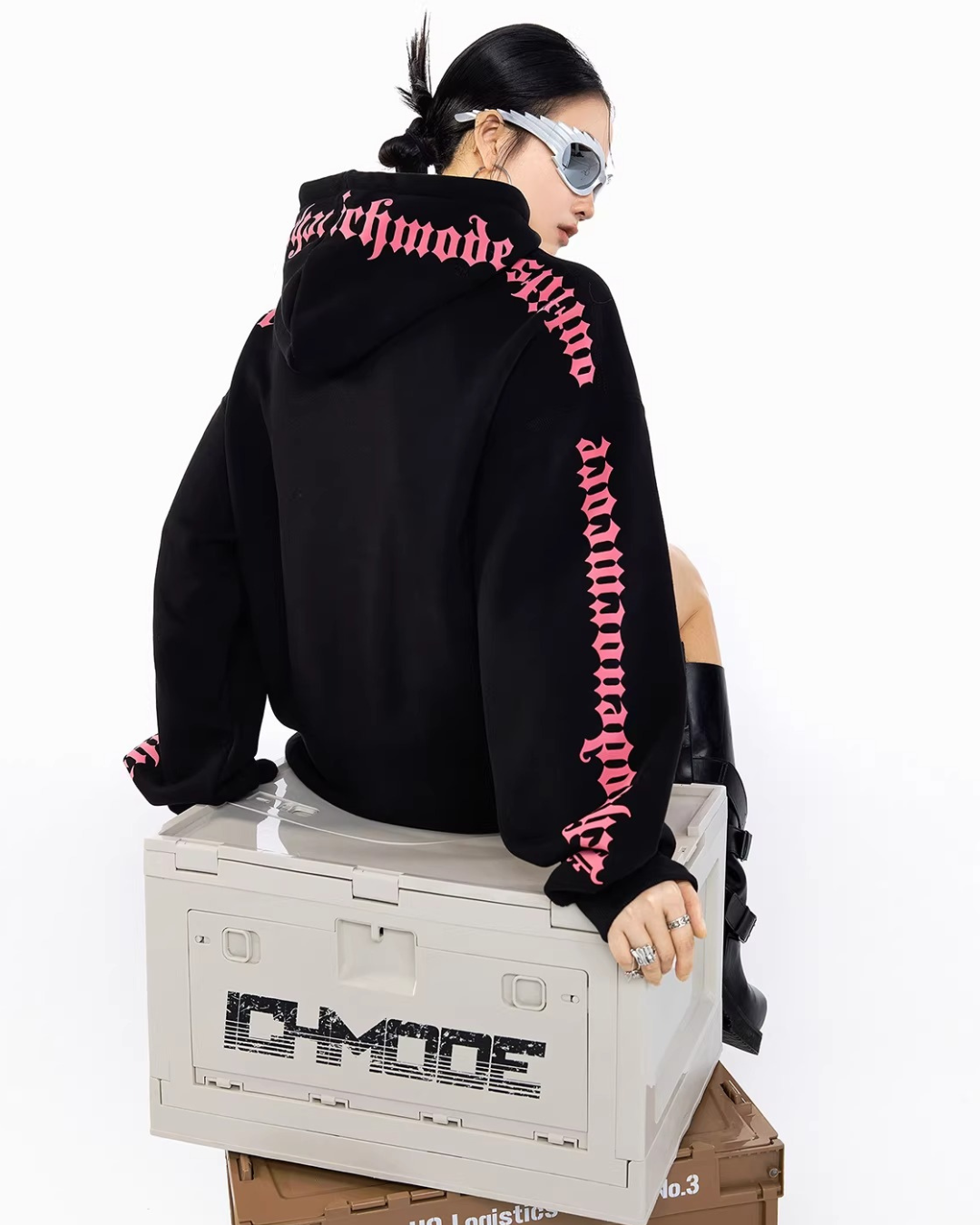 Sleeve Script Graphic Oversized Hoodie