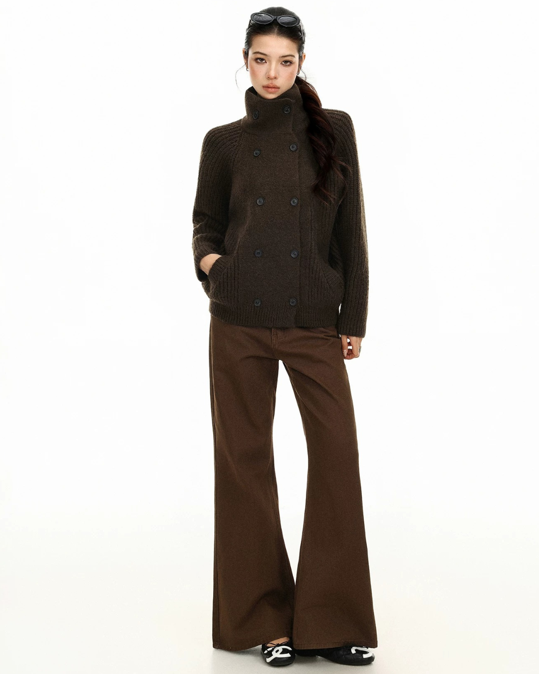 Double Breasted Knit Coat