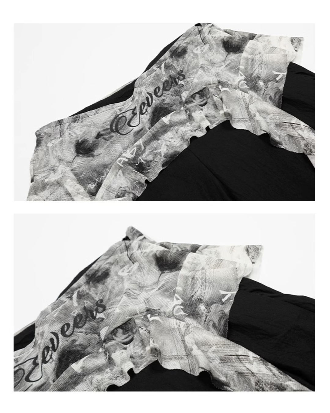 Double Layer Waist Marble Frill Pants