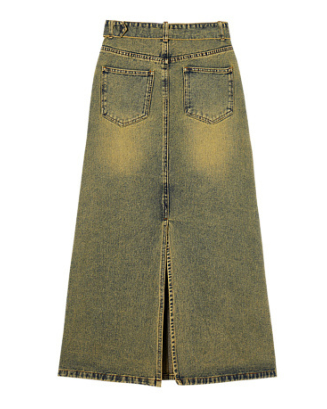 Aged Treatment Long Denim Skirt
