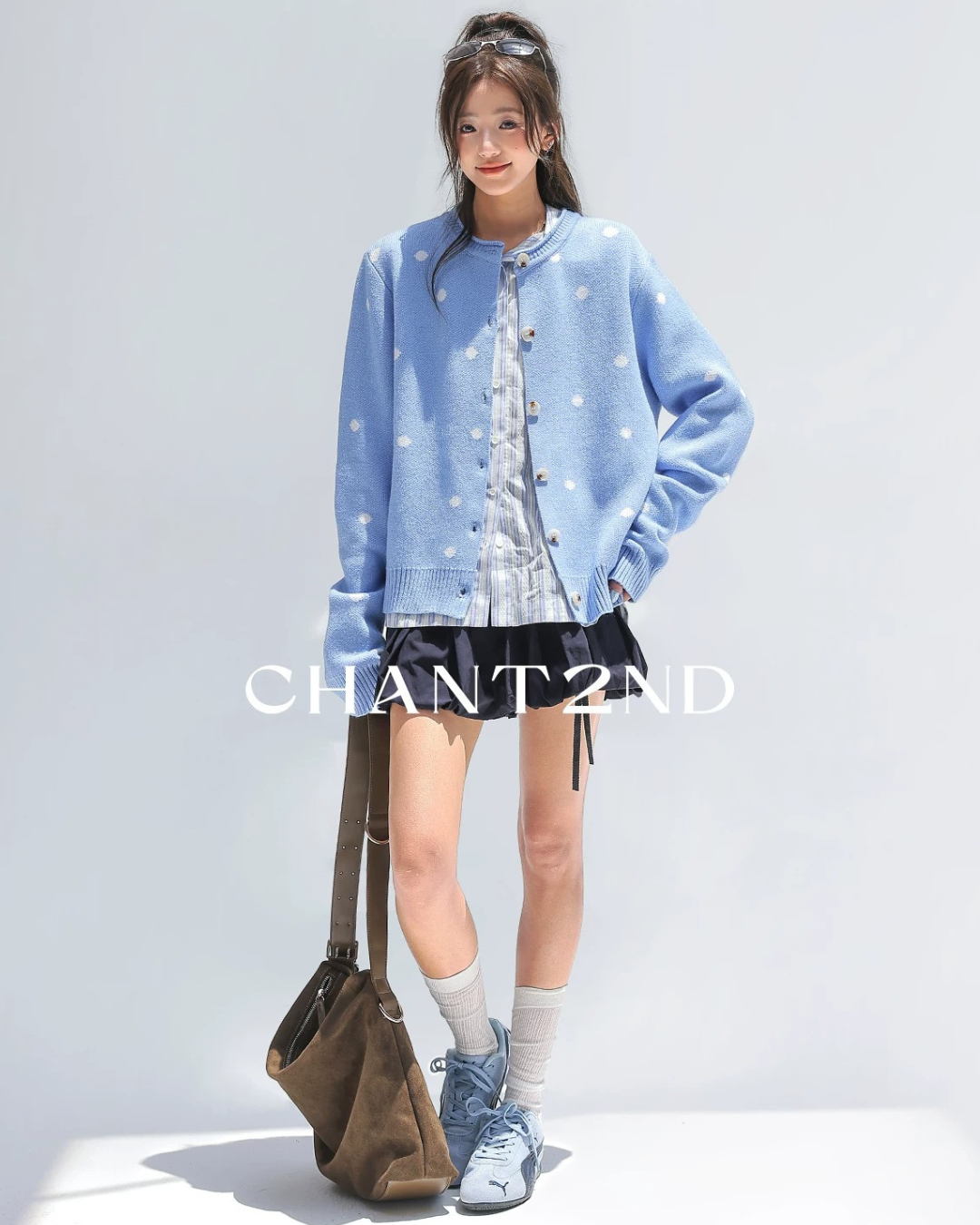 Powder Dot Crew Neck Cardigan