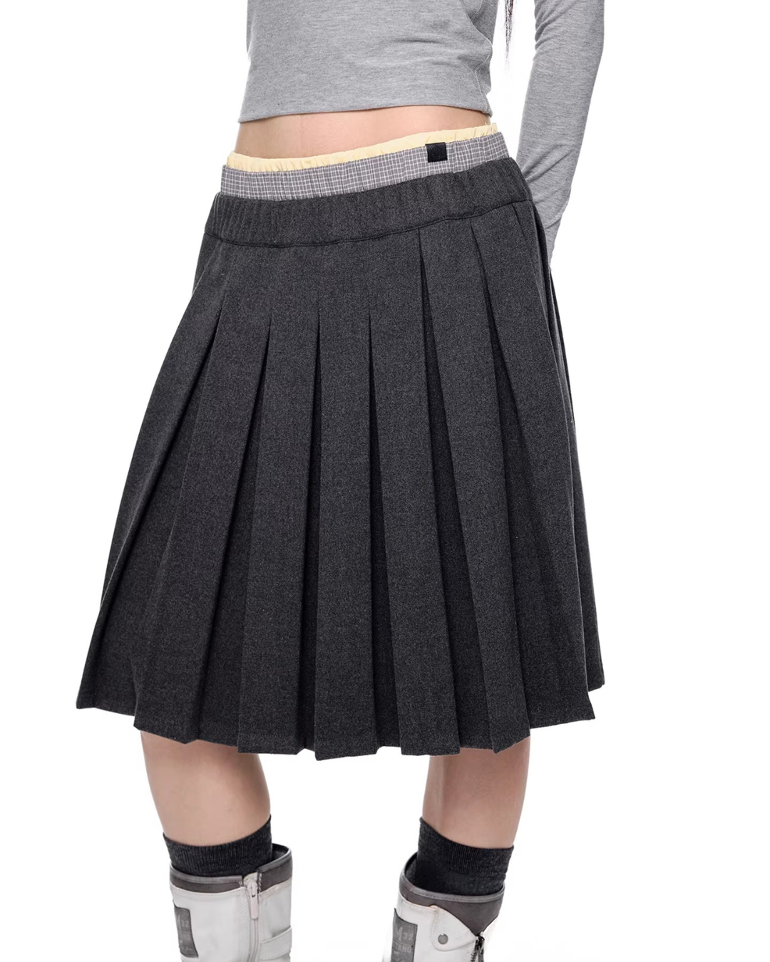Layered Waist Pleated Skirt