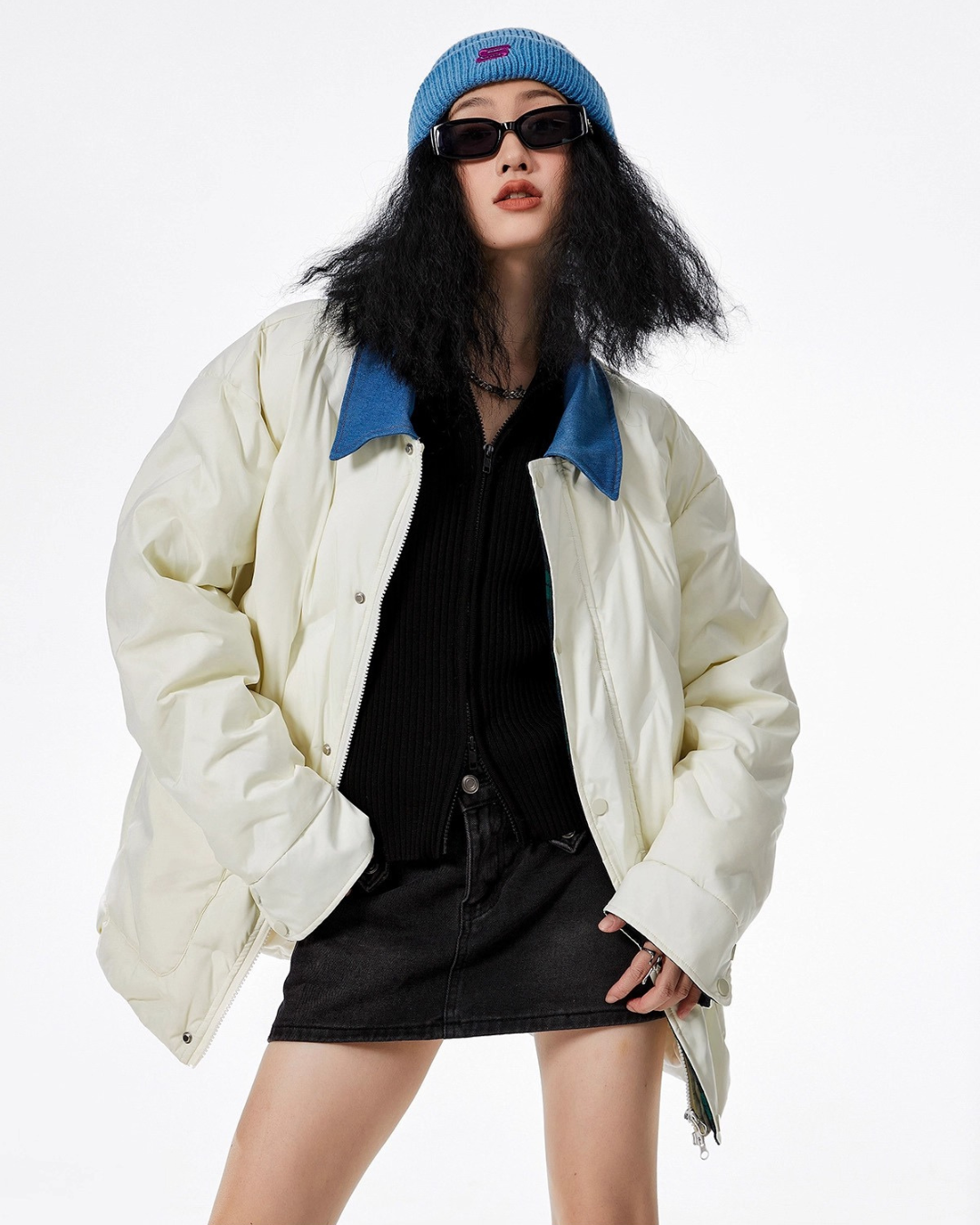 Contrast Collar Padded Jacket