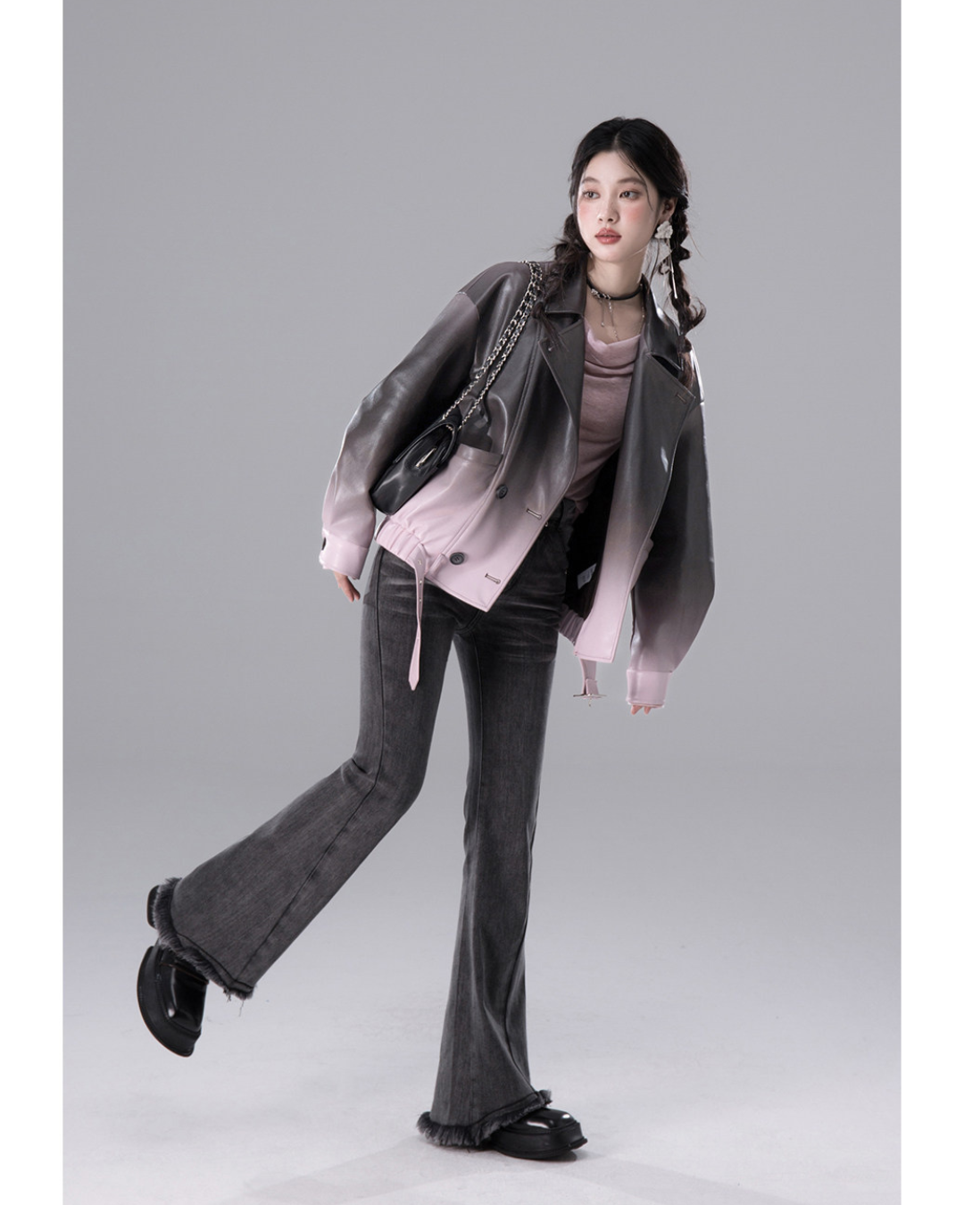 Gradient Vegan Leather Light Jacket