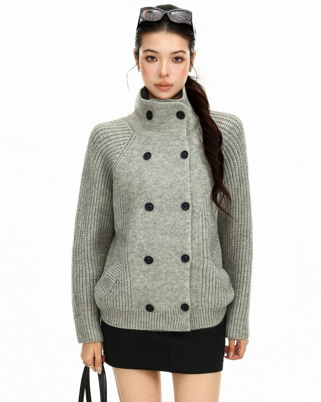 Double Breasted Knit Coat