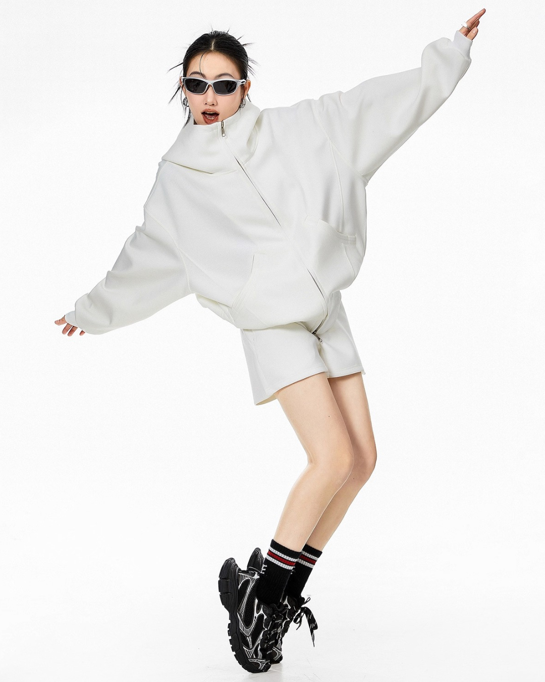 High Neck Essential Zip Hoodie