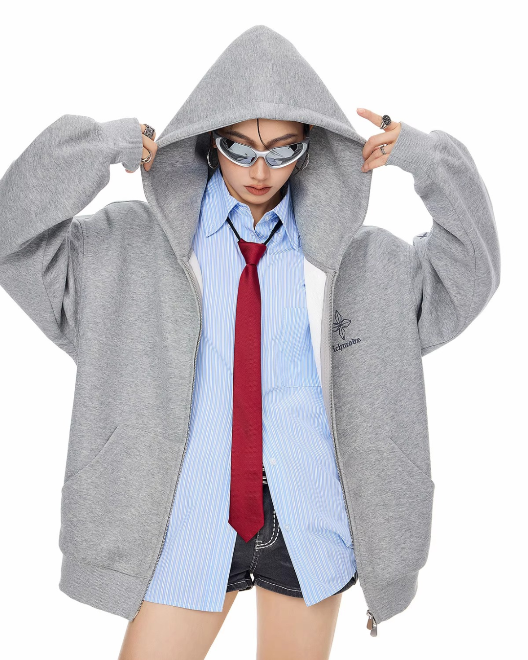 Bold Lettering Zip Hoodie