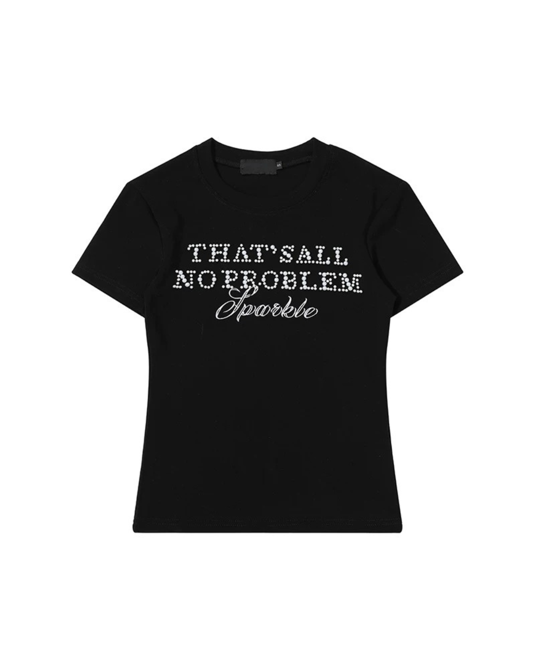 Sparkle Pearl Text Print Fitted Tee