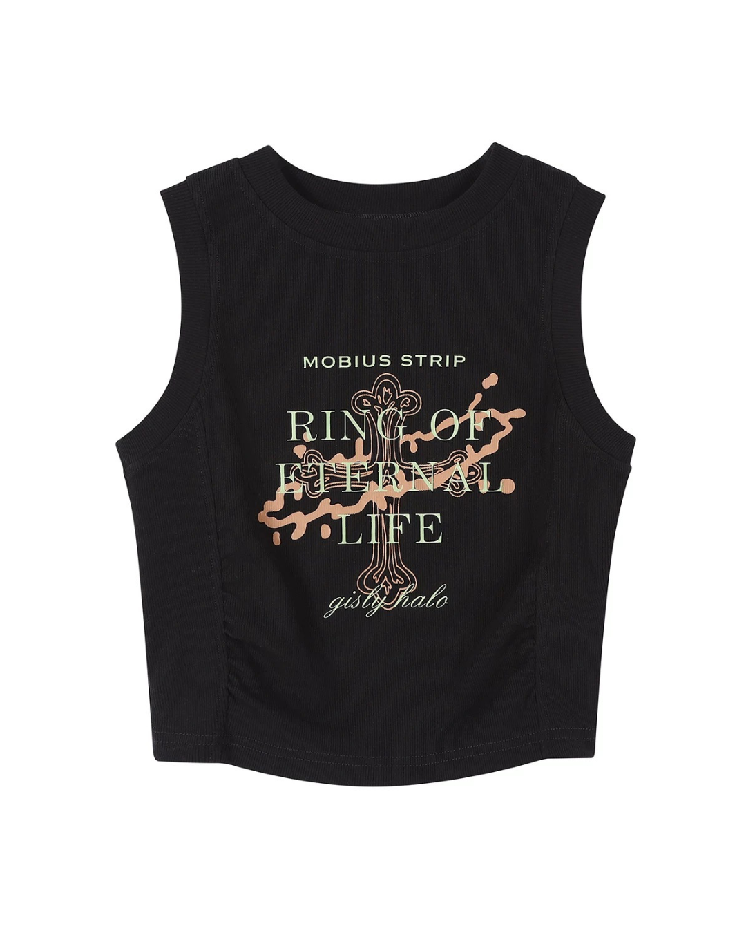 Text Print Sleeveless Fitted Muscle Tank