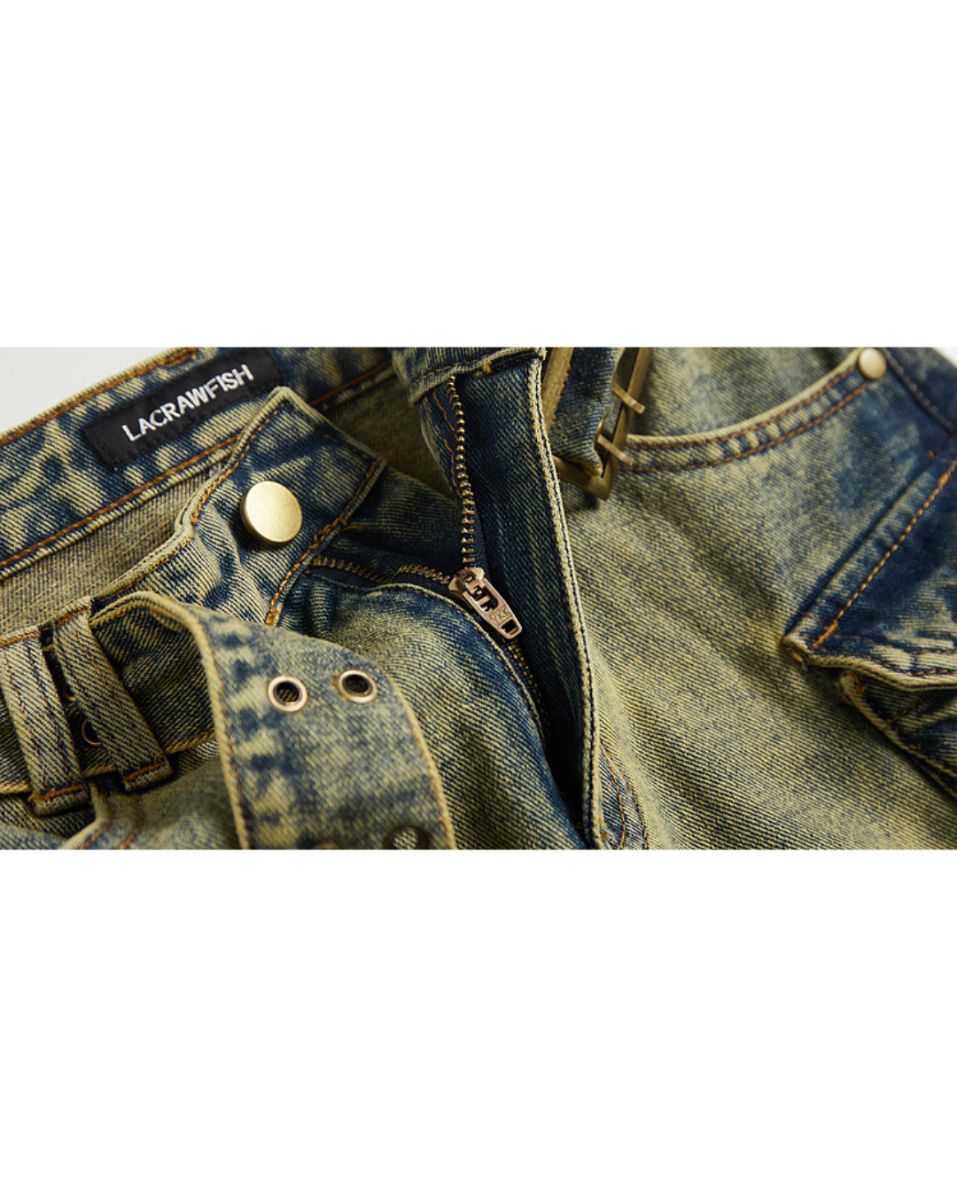 Aged Treatment Long Denim Skirt