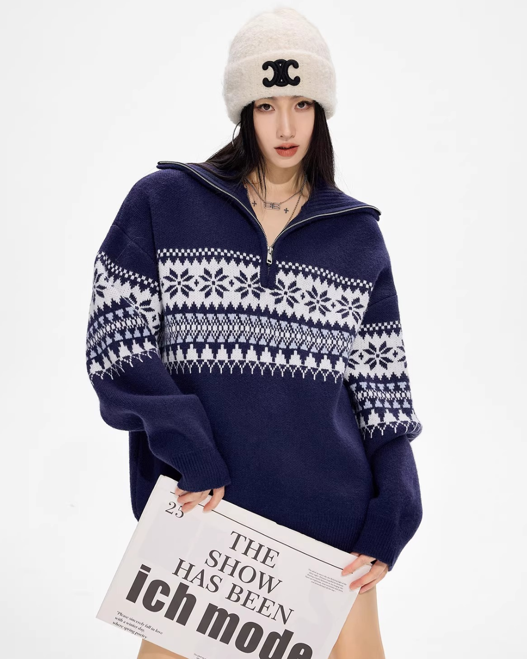 Nordic Snowflake Half-Zip Sweater