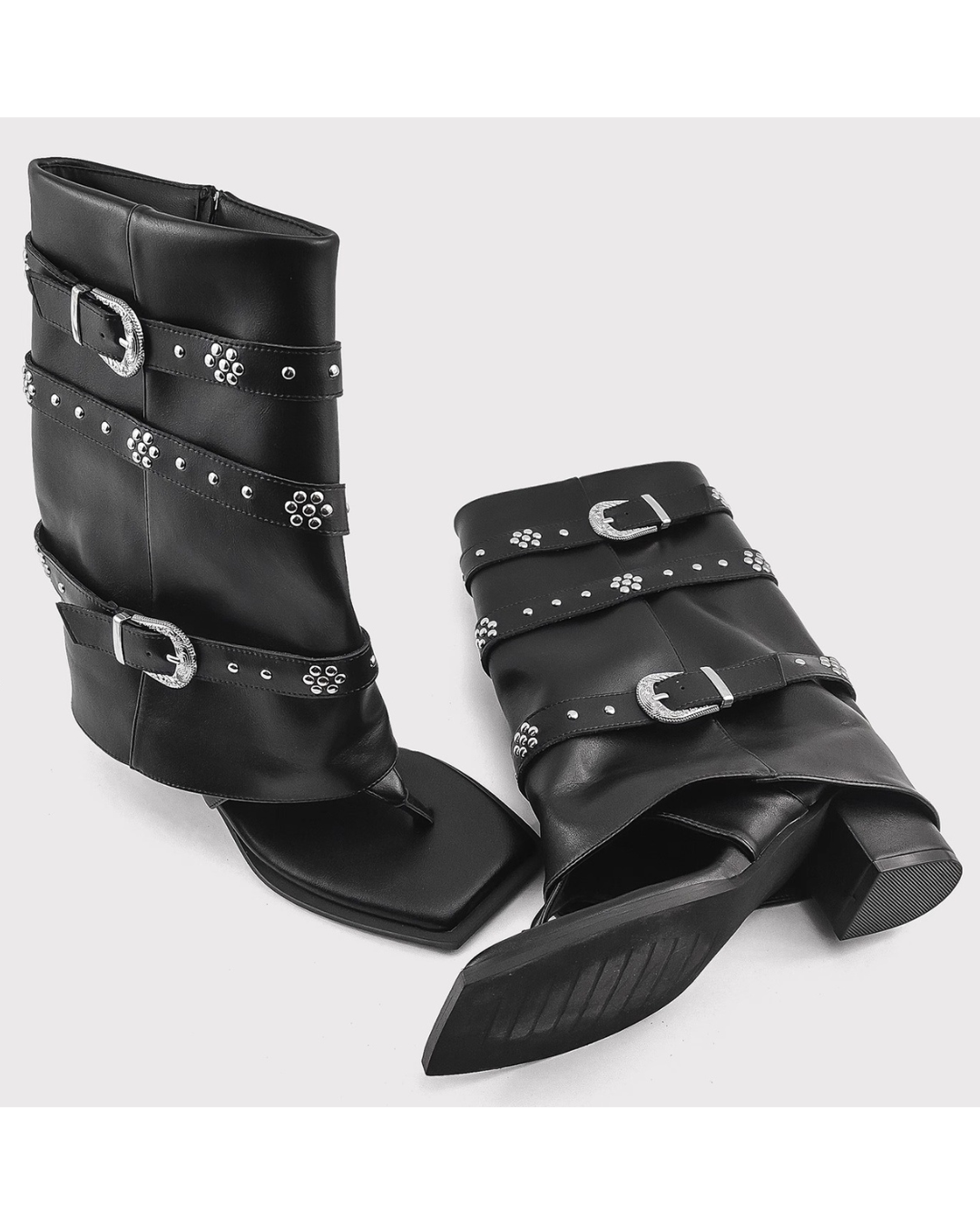 Thong Faux Leather Boots
