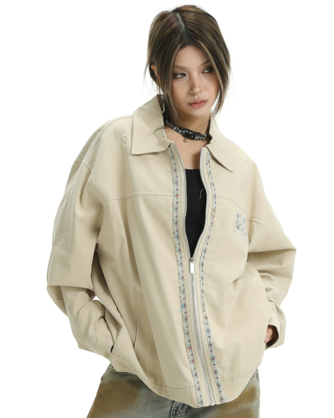 Jacquard Trim Bomber