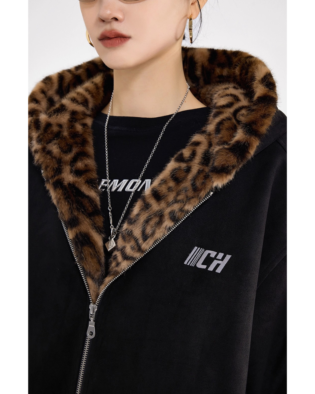 Leopard Lined Teddy Hoodie