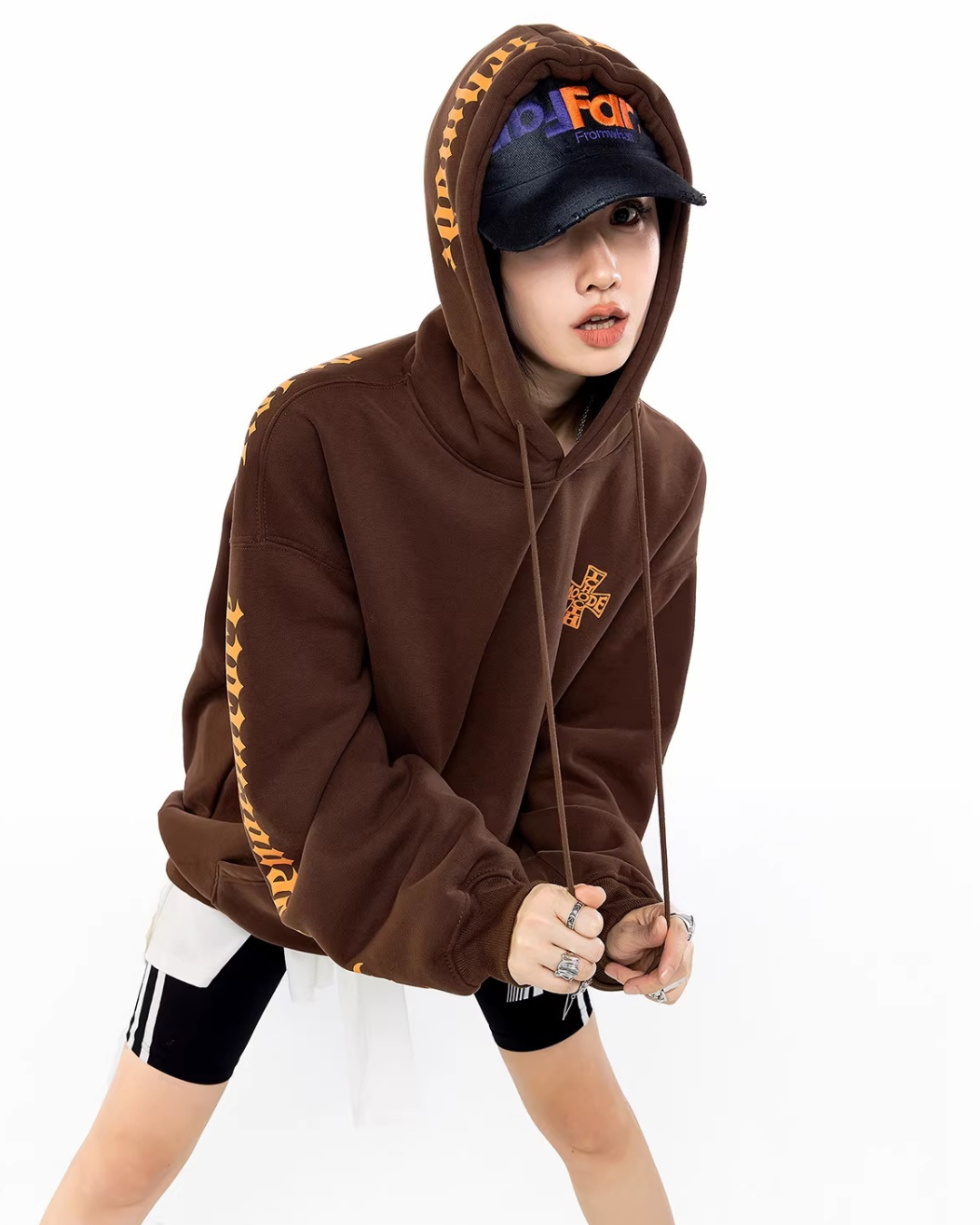 Sleeve Script Graphic Oversized Hoodie