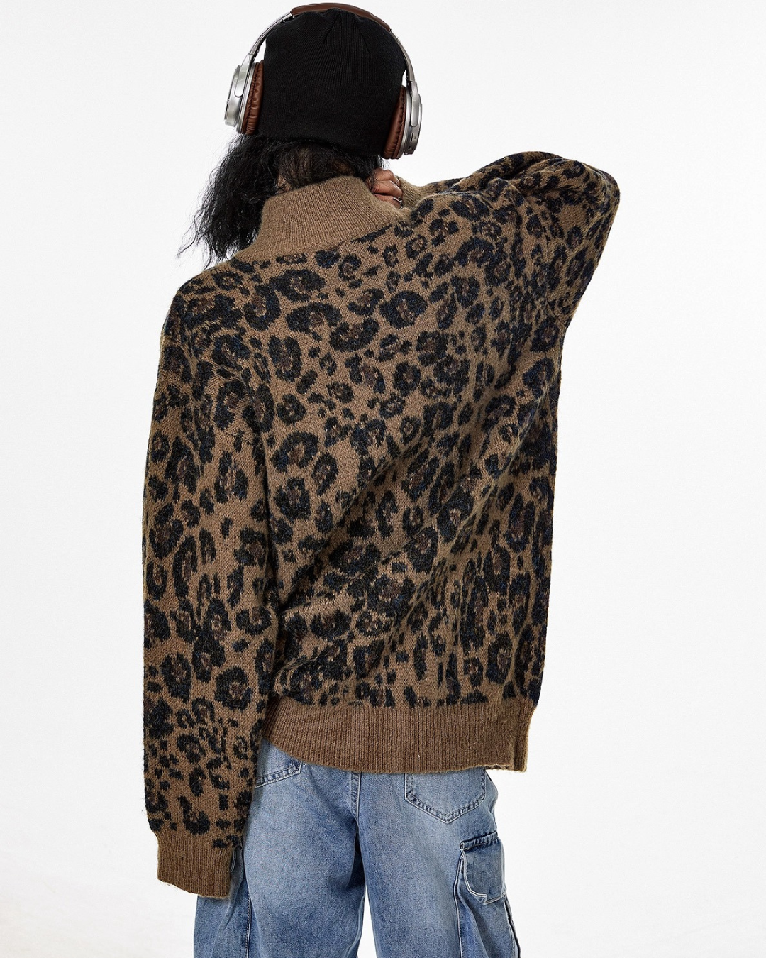 Leopardish Knit Zip Jacket
