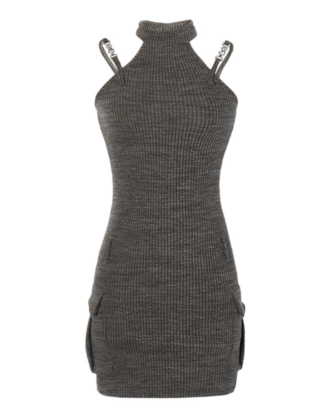 Crop Lightweight Blouson/Halter Neck Tight Knit Onepiece