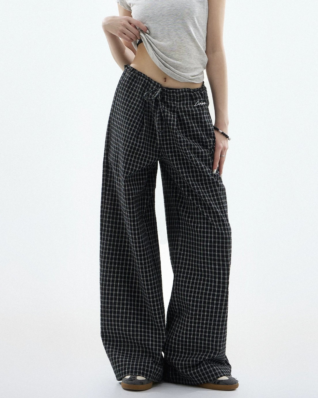 Sheer Textured Balloon Wide Trousers