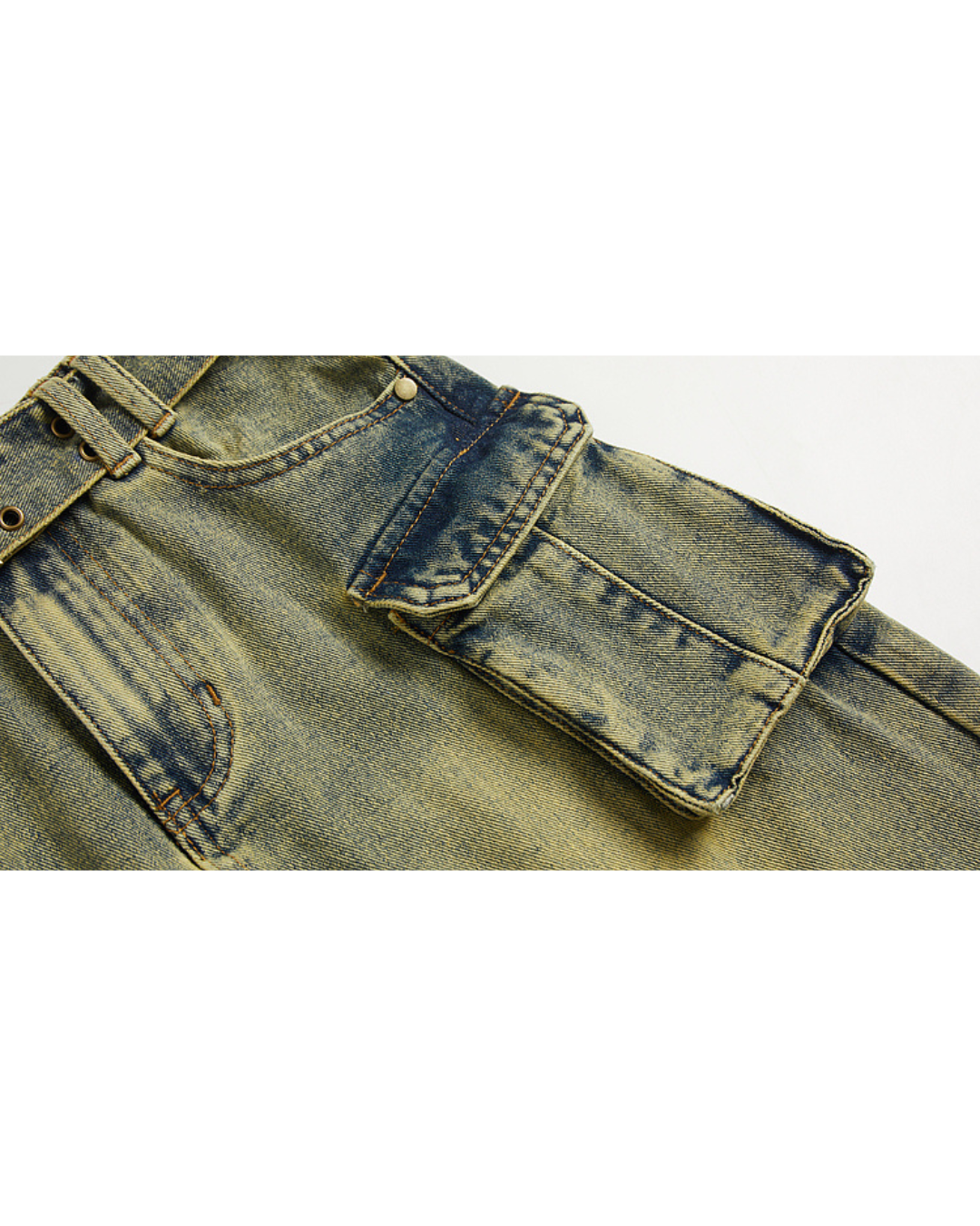 Aged Treatment Long Denim Skirt