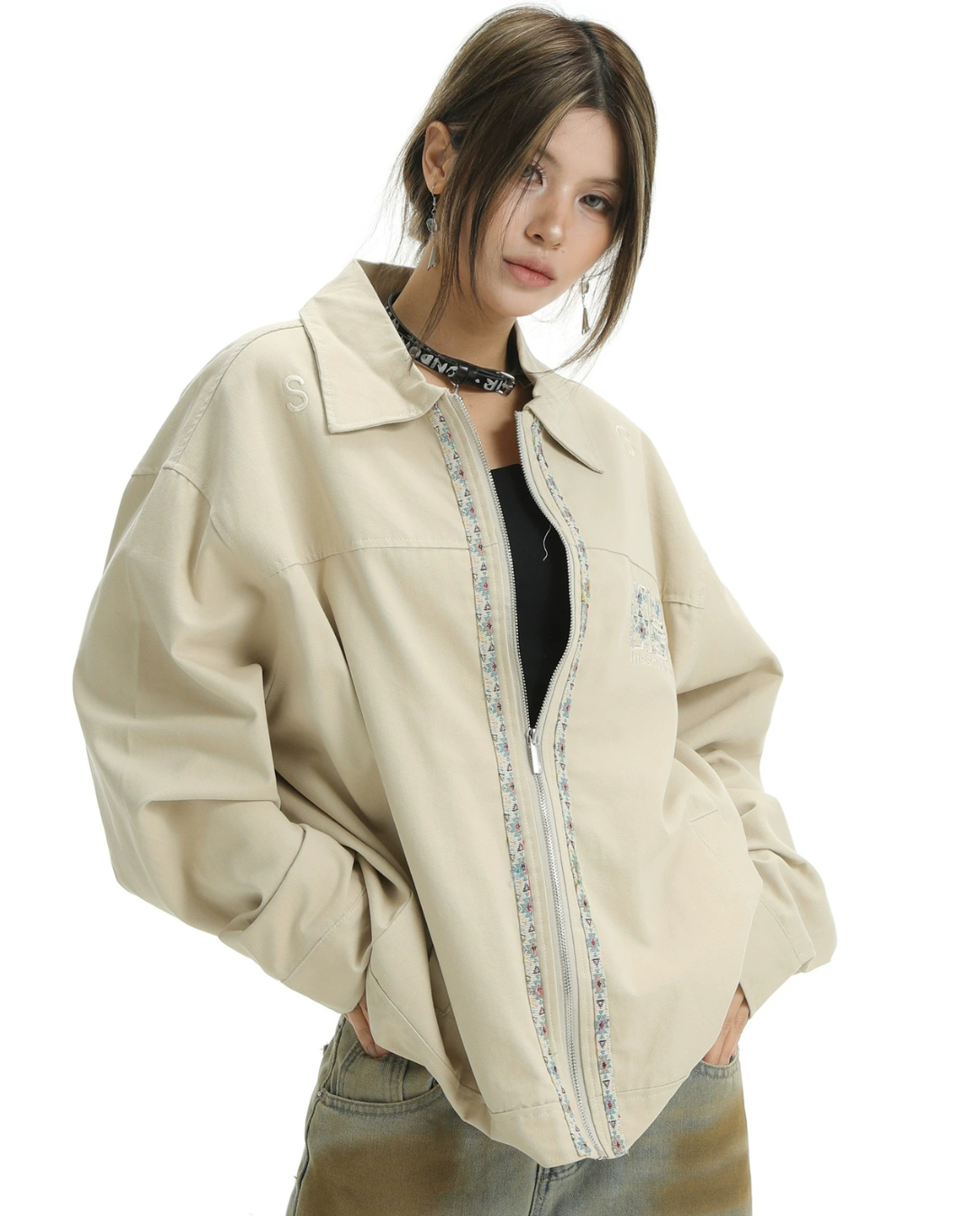 Jacquard Trim Bomber