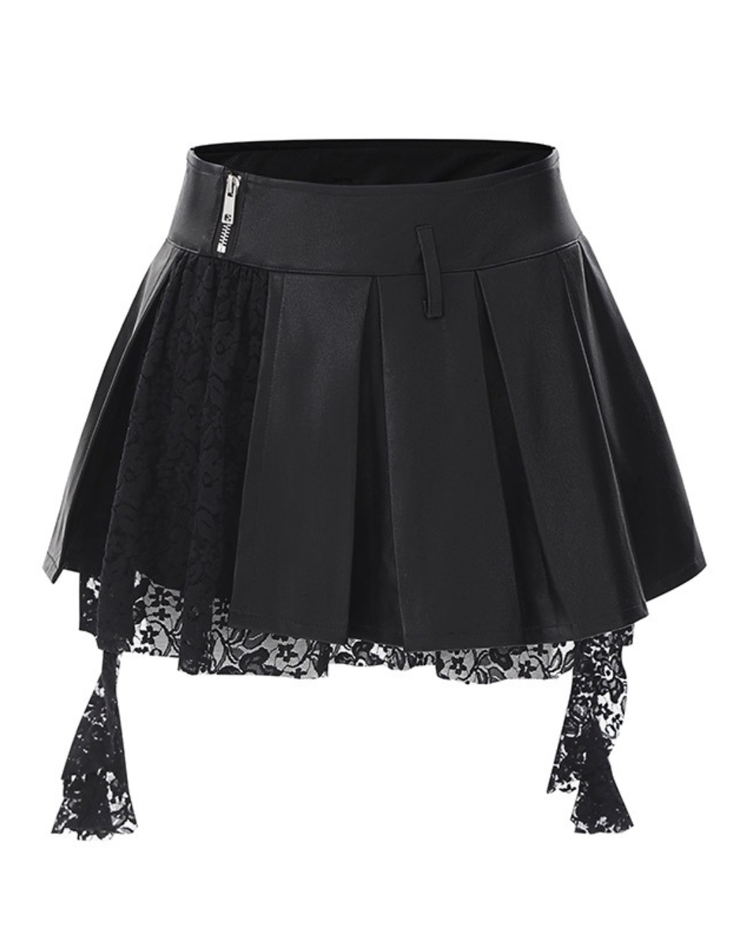 Vegan Leather Pleats Mini Skirt