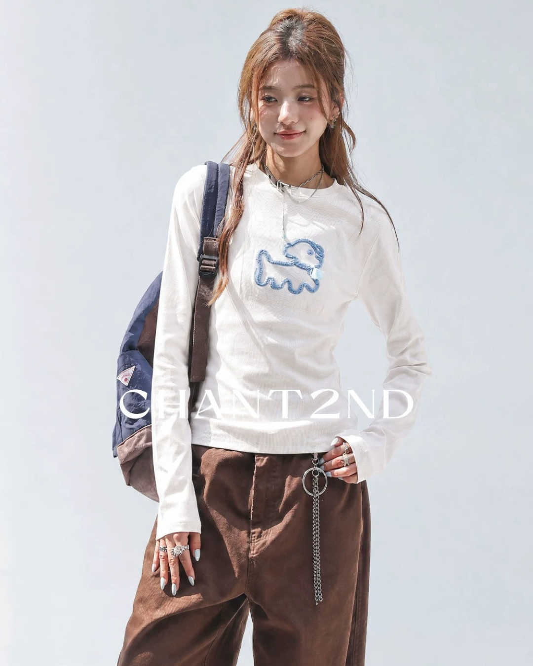 Line Art Dog Applique Knit Tee