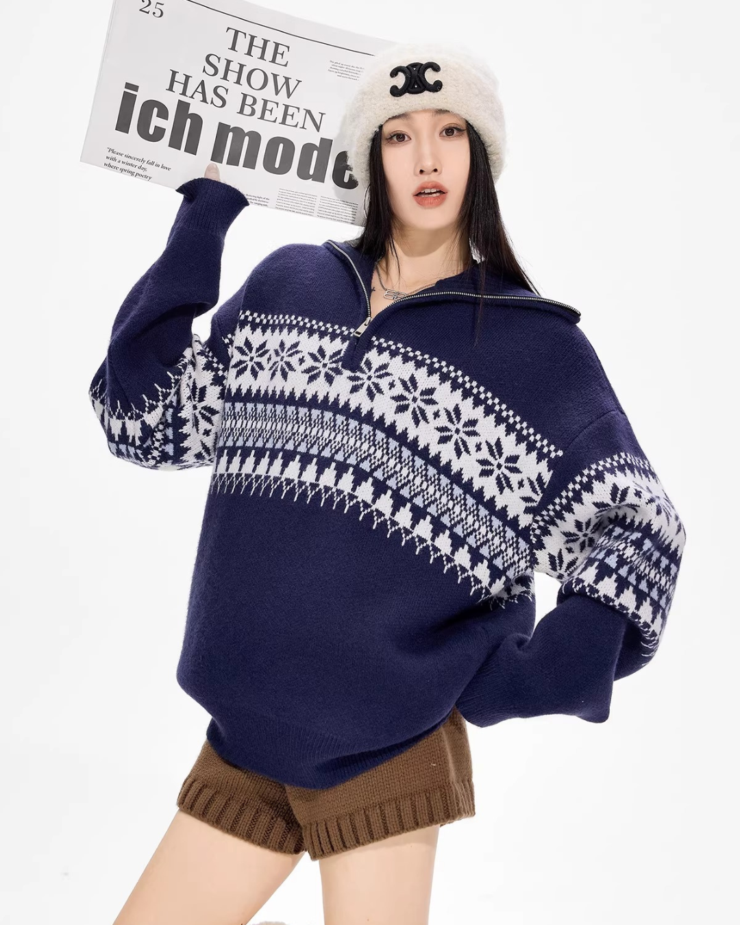 Nordic Snowflake Half-Zip Sweater