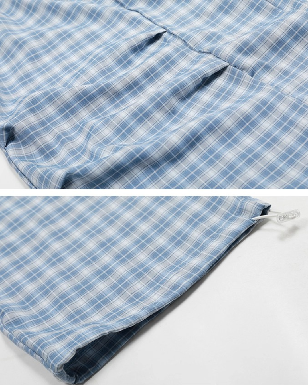 Check Pattern Wide-Leg Pants