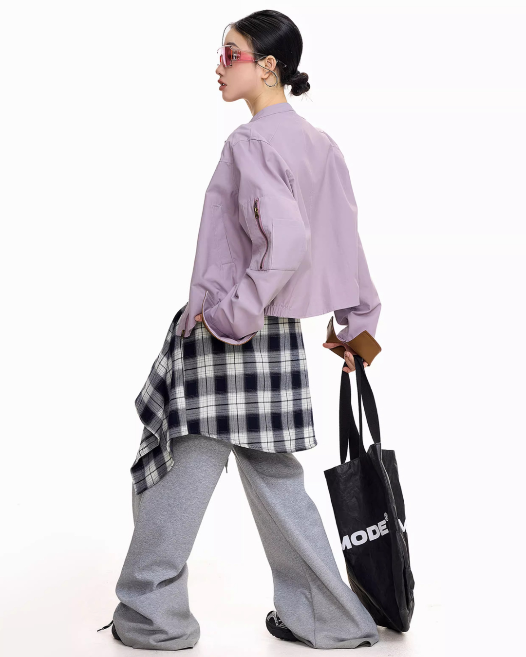 Contrast Lining Moto Jacket