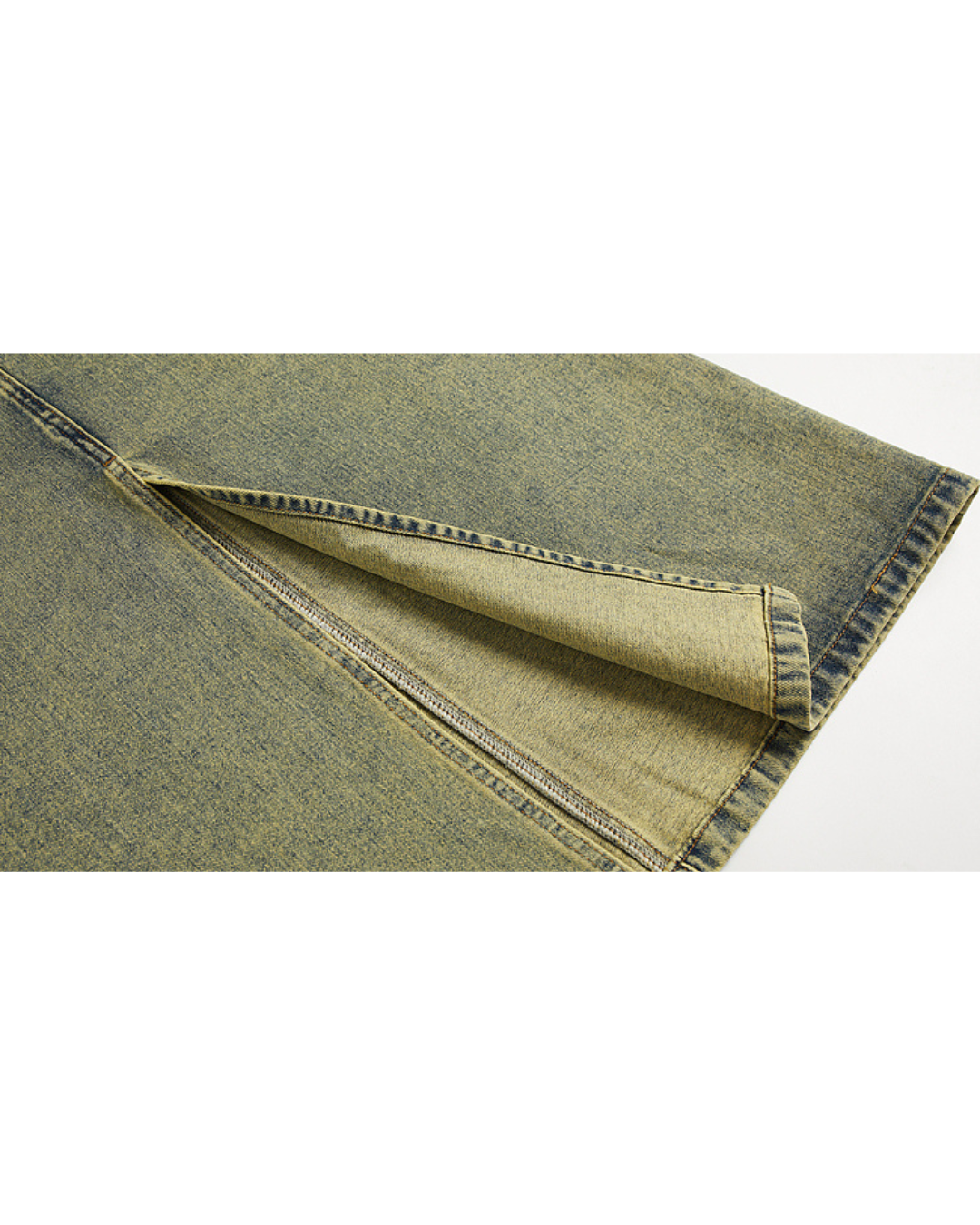 Aged Treatment Long Denim Skirt
