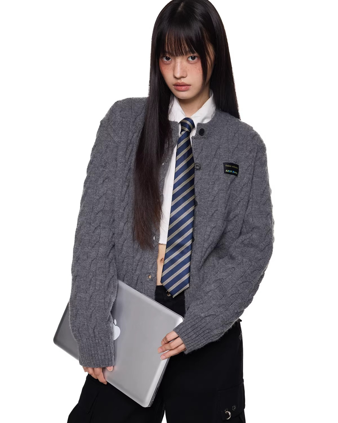Braided Texture Oversized Knit Cardigan