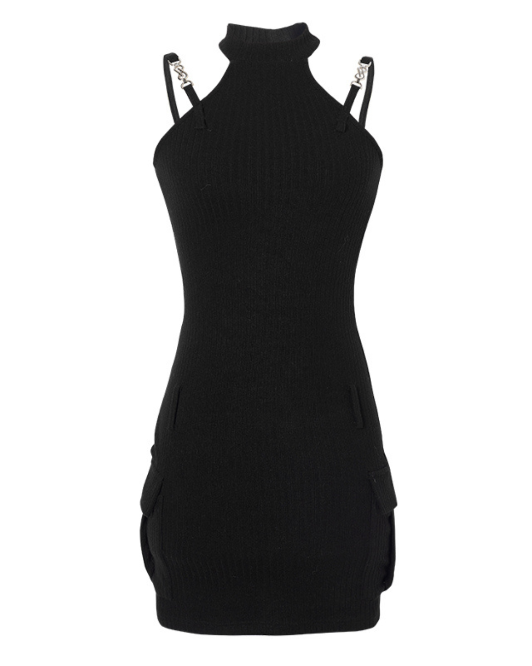 Crop Lightweight Blouson/Halter Neck Tight Knit Onepiece