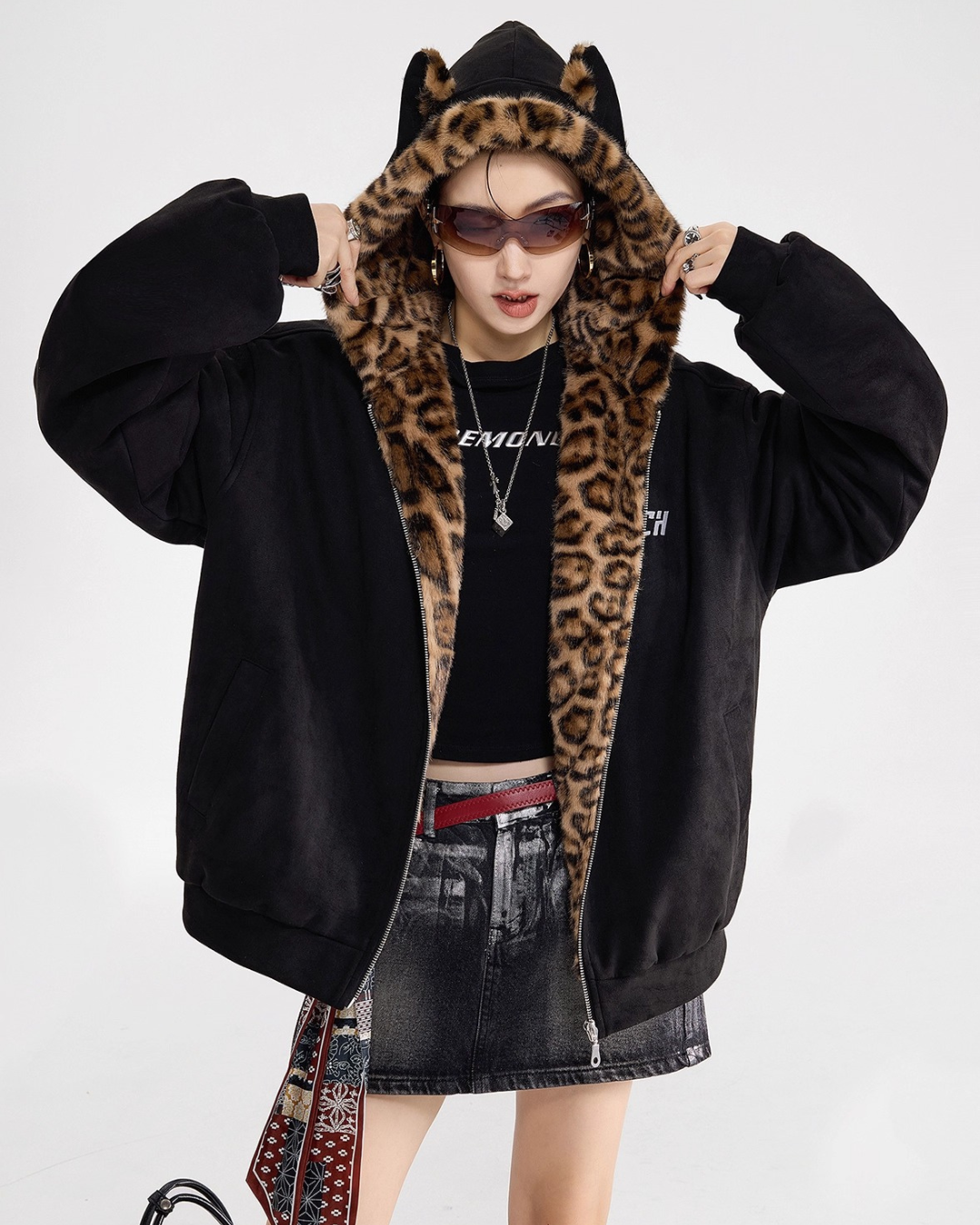 Leopard Lined Teddy Hoodie