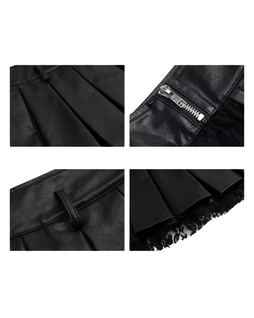 Vegan Leather Pleats Mini Skirt