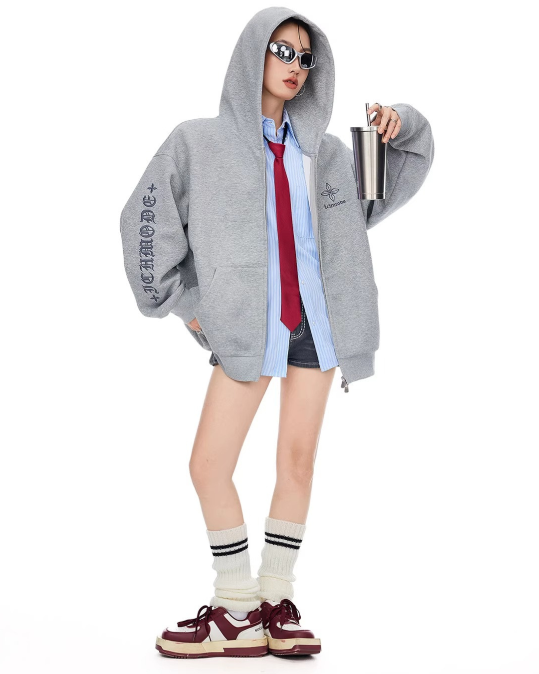 Bold Lettering Zip Hoodie