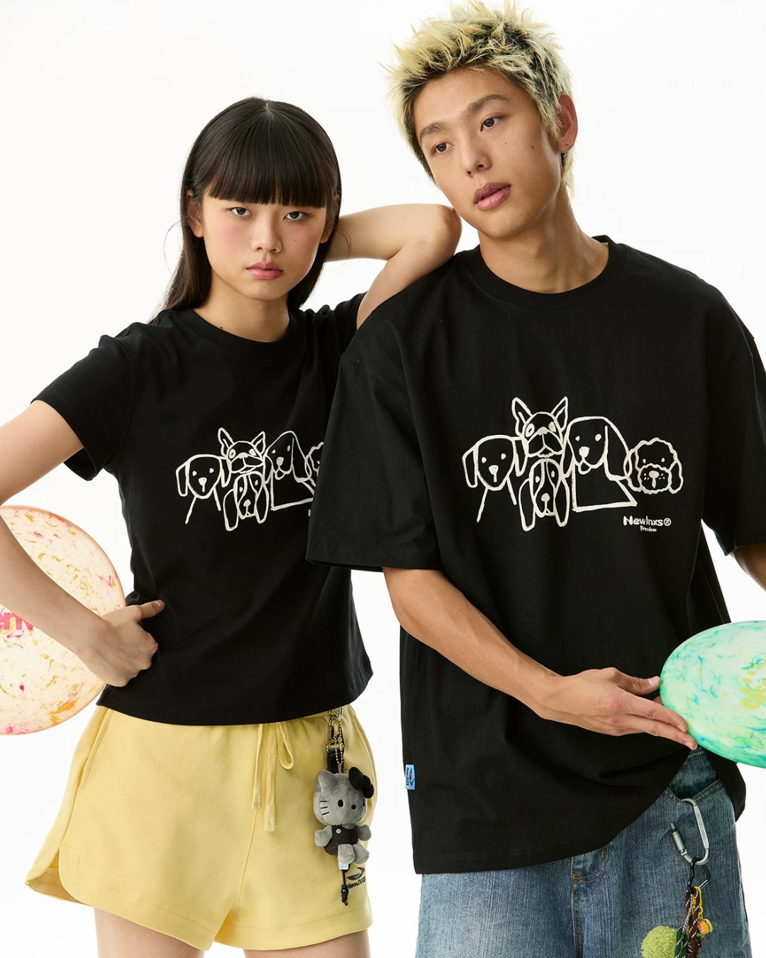Dog Illustration Sleeve Top