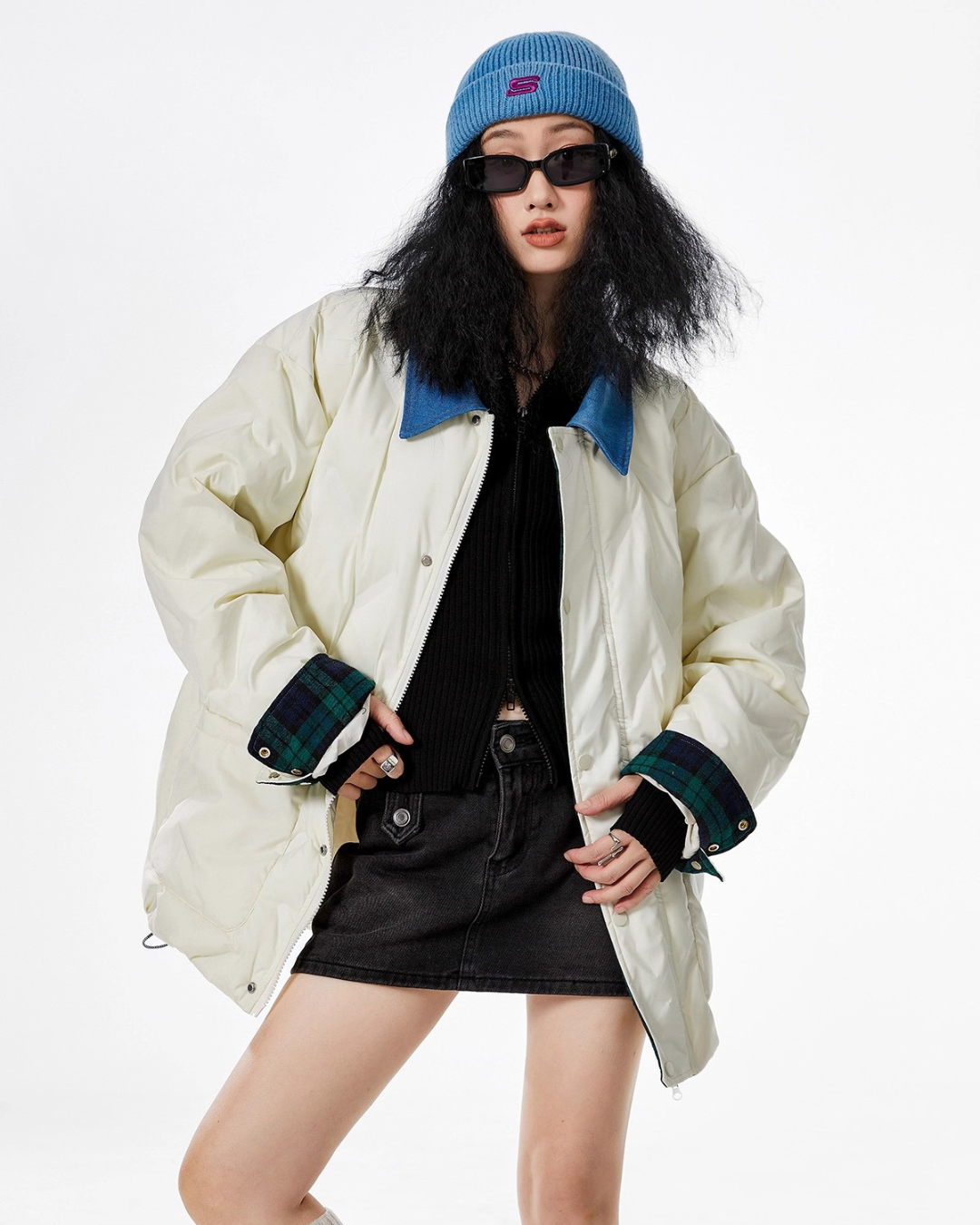 Contrast Collar Padded Jacket