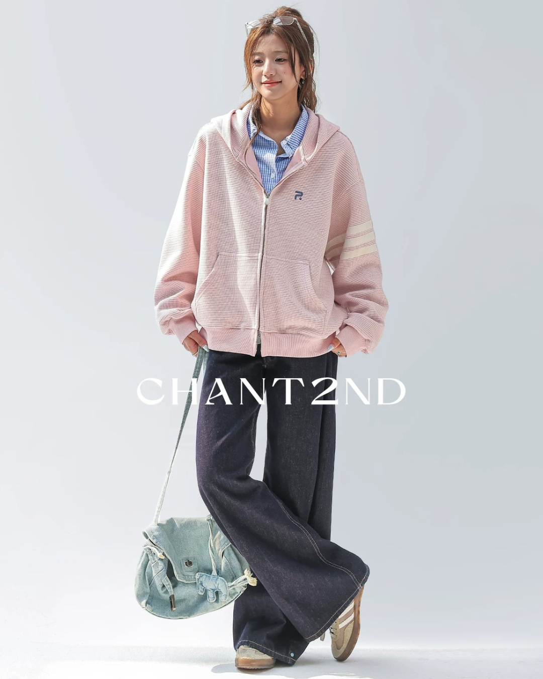 Waffle Stripe Zip-Up Hoodie