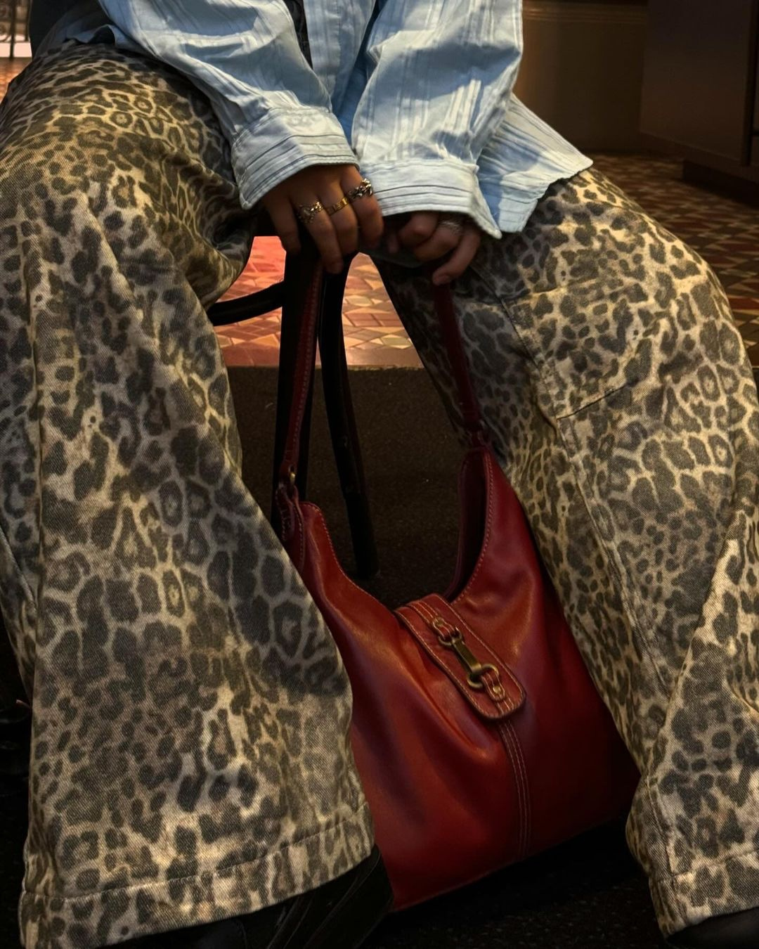 Wide-Fit Leopard Jeans