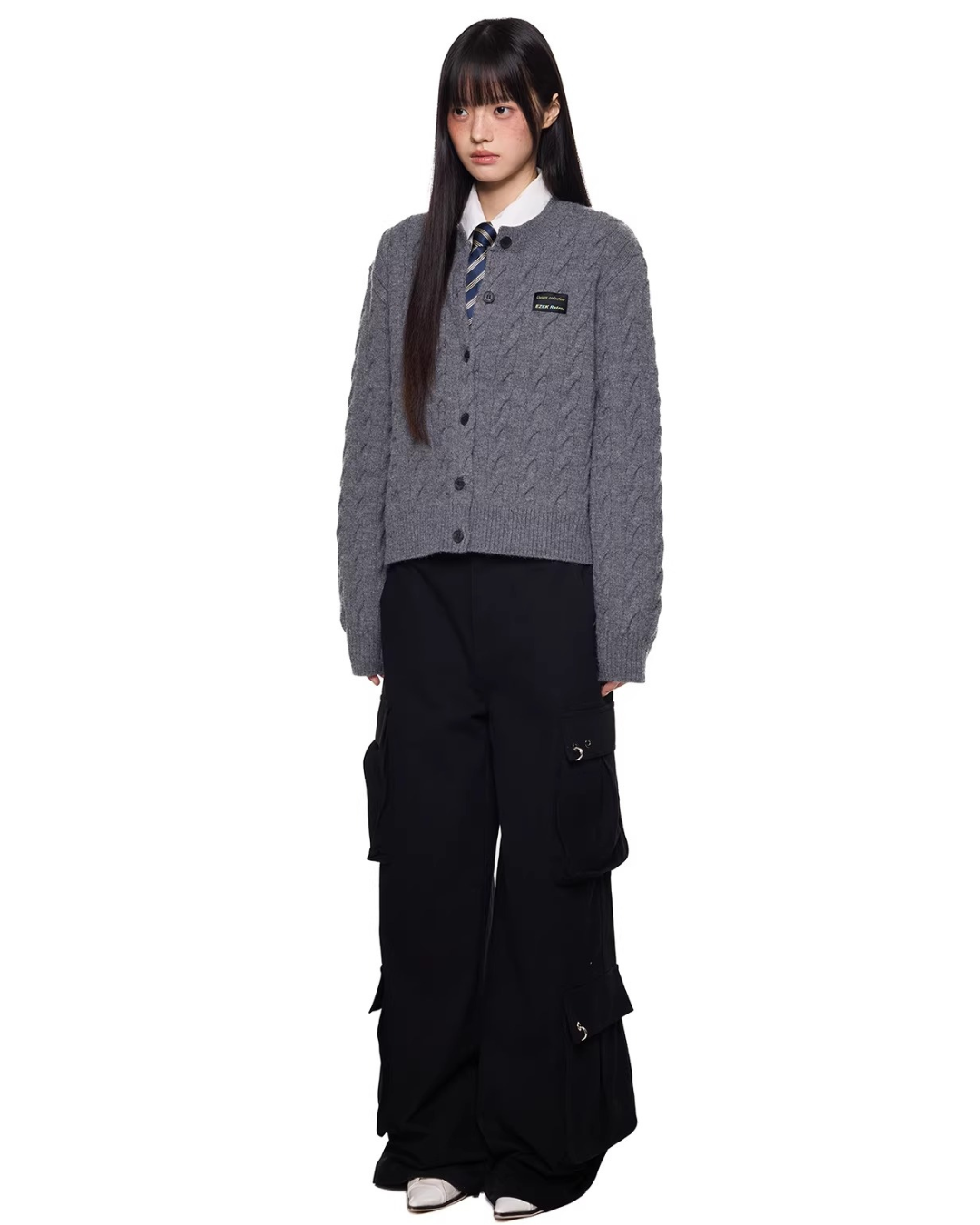 Braided Texture Oversized Knit Cardigan
