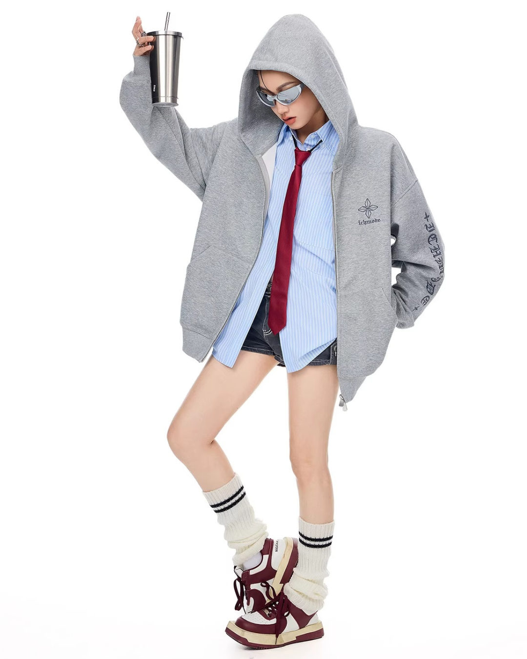 Bold Lettering Zip Hoodie