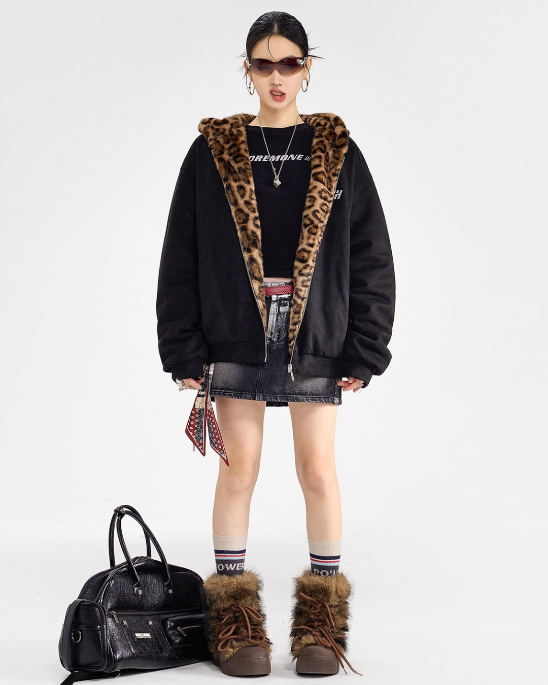 Leopard Lined Teddy Hoodie