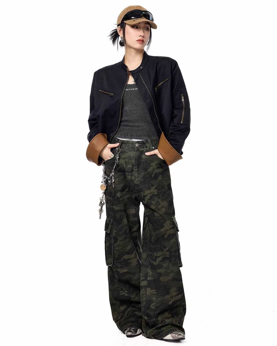 Contrast Lining Moto Jacket