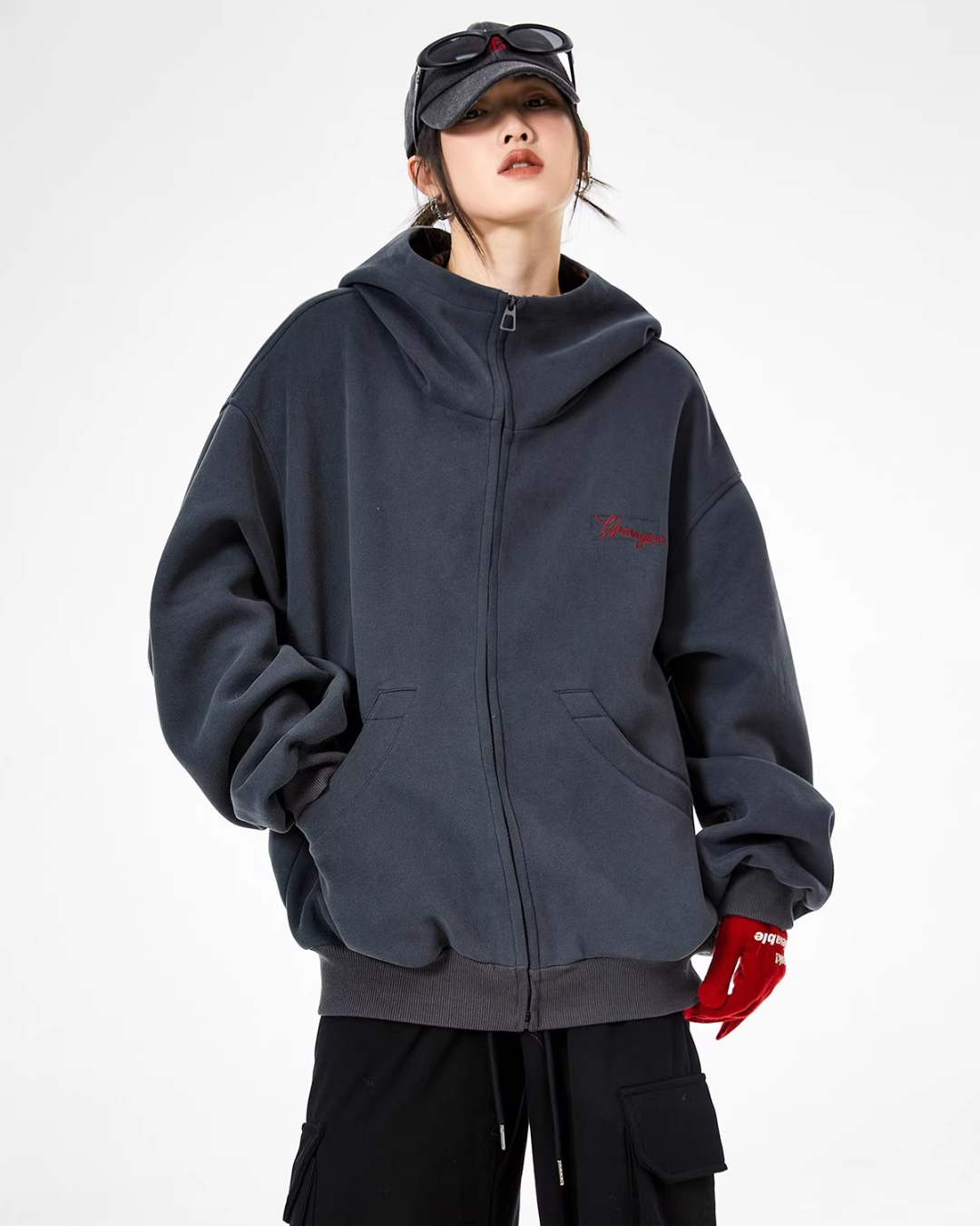 Check Inner Oversized Hoodie