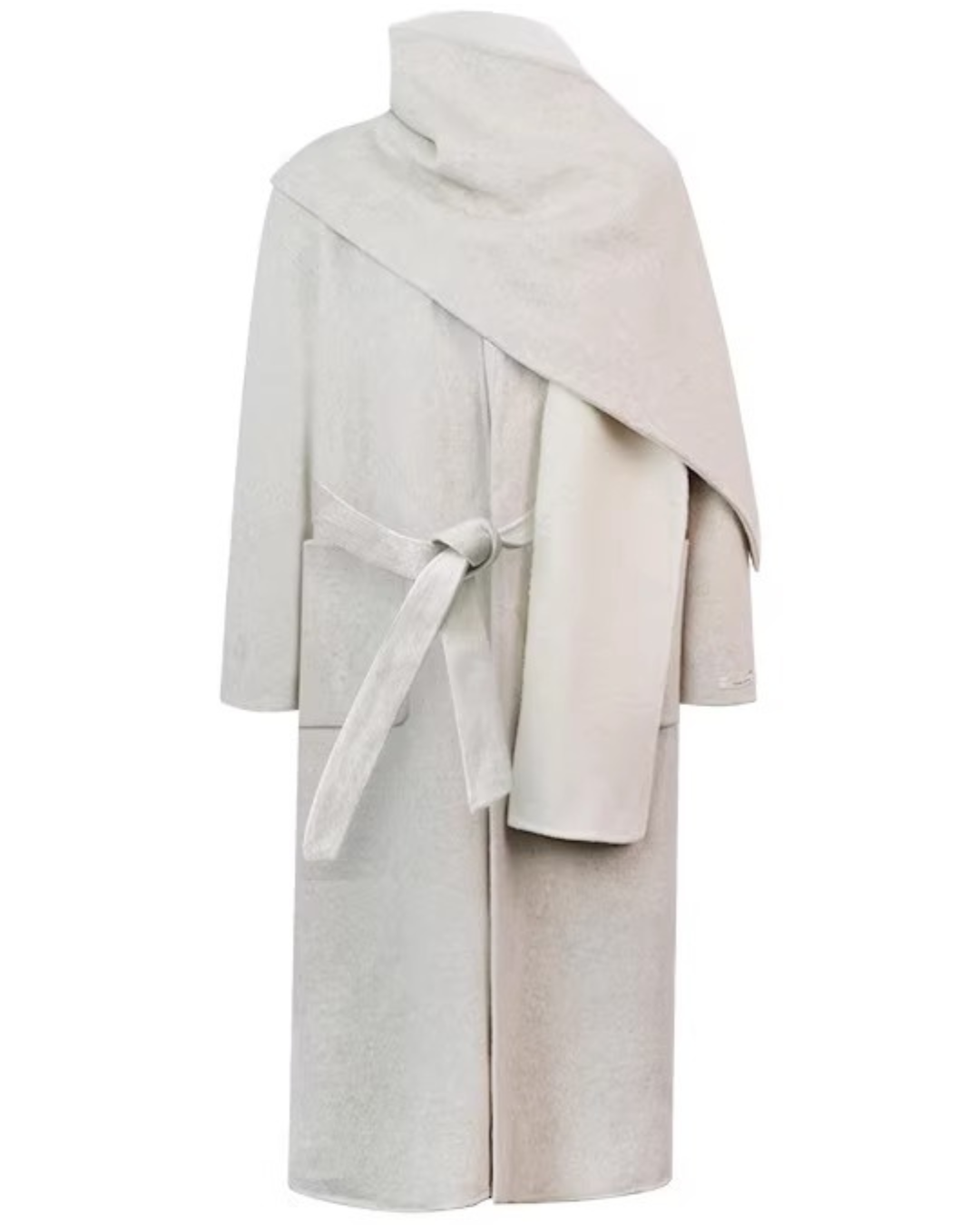 Contrast Edge Wool Belted Coat