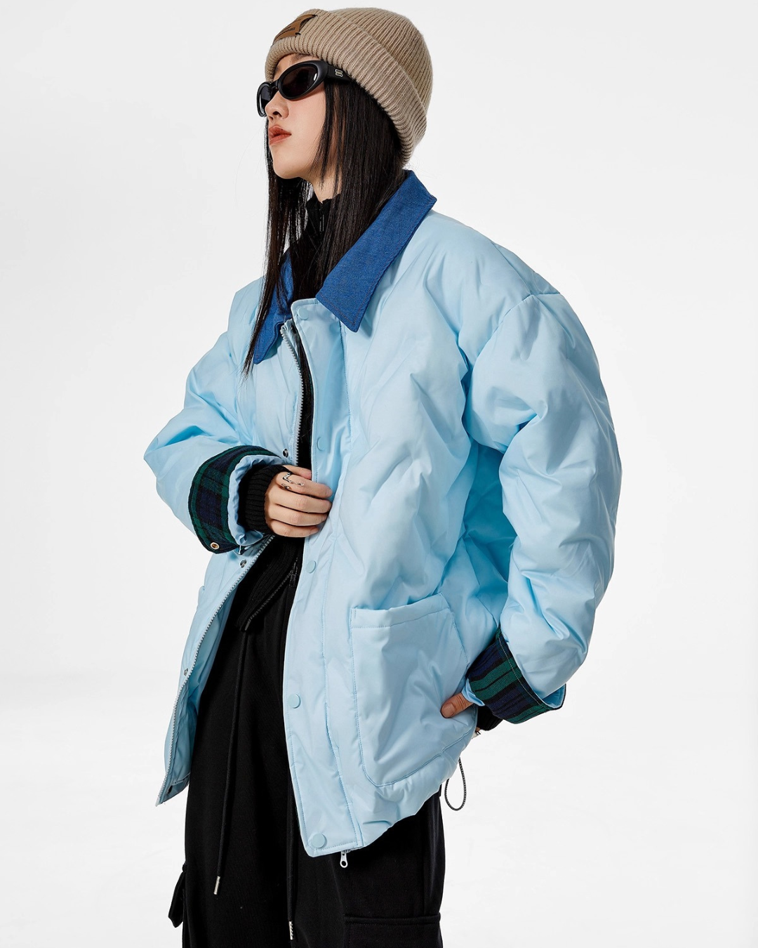 Contrast Collar Padded Jacket