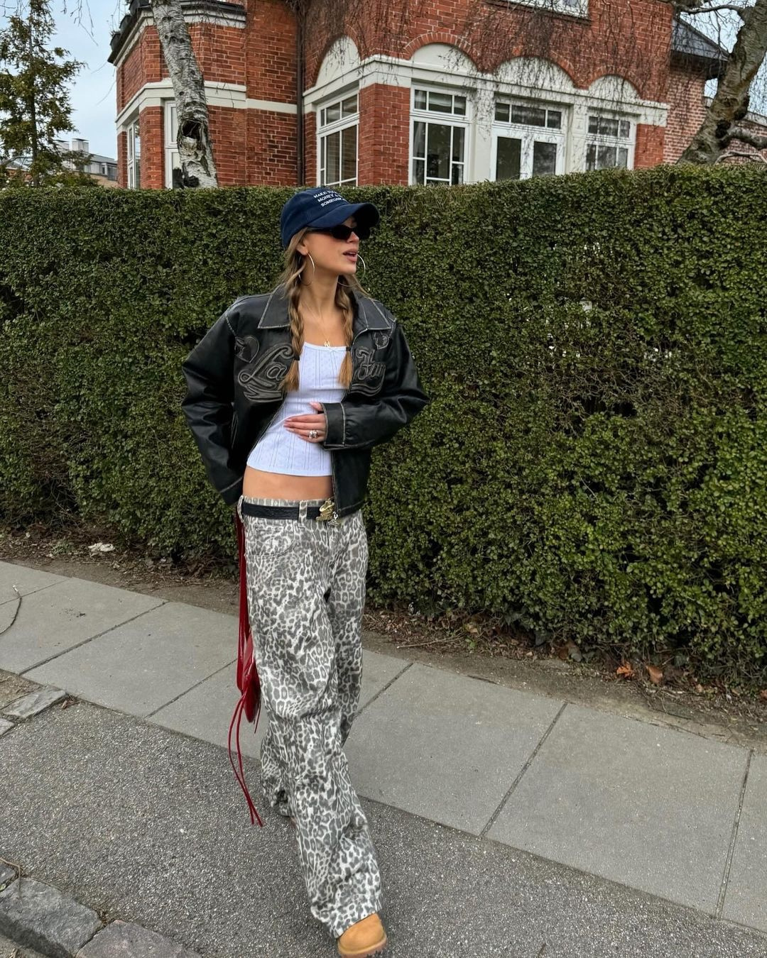 Wide-Fit Leopard Jeans