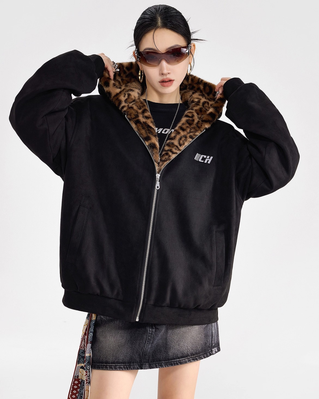 Leopard Lined Teddy Hoodie