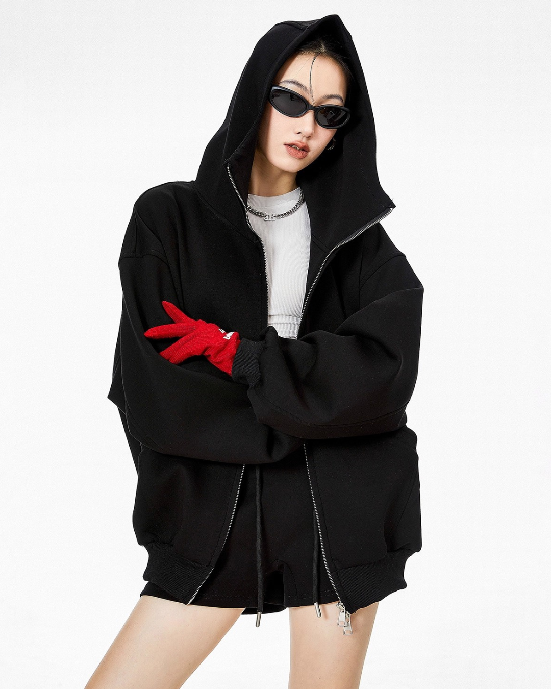 High Neck Essential Zip Hoodie