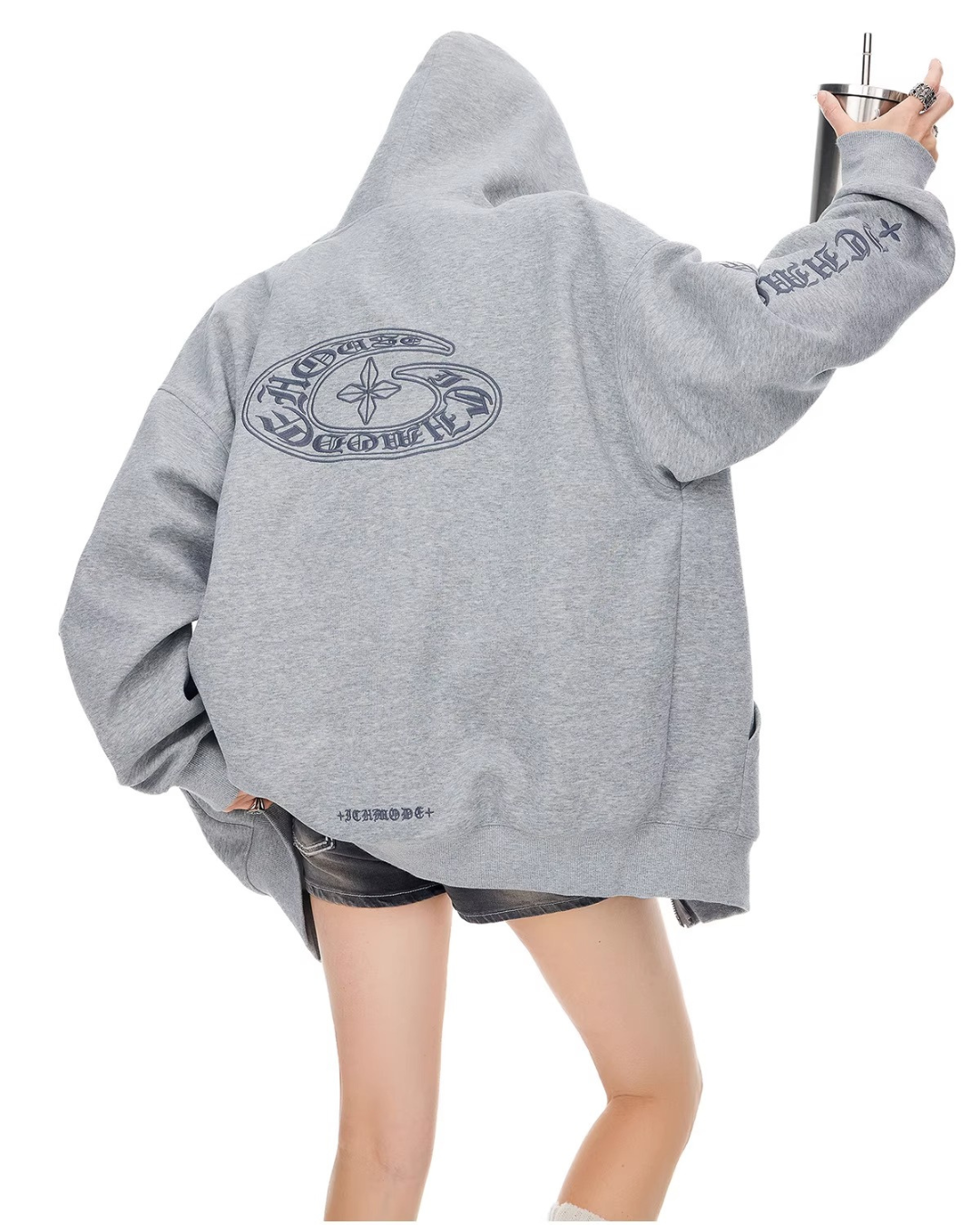 Bold Lettering Zip Hoodie